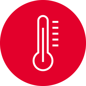 Understand Your Risk Icon - Red circle with white thermometer icon inside
