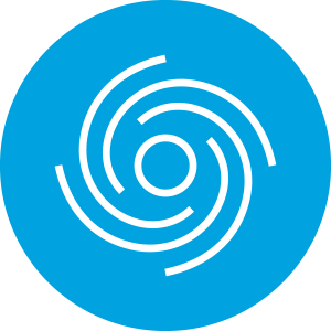 Hurricane Icon - Cyan circle with white hurricane icon inside